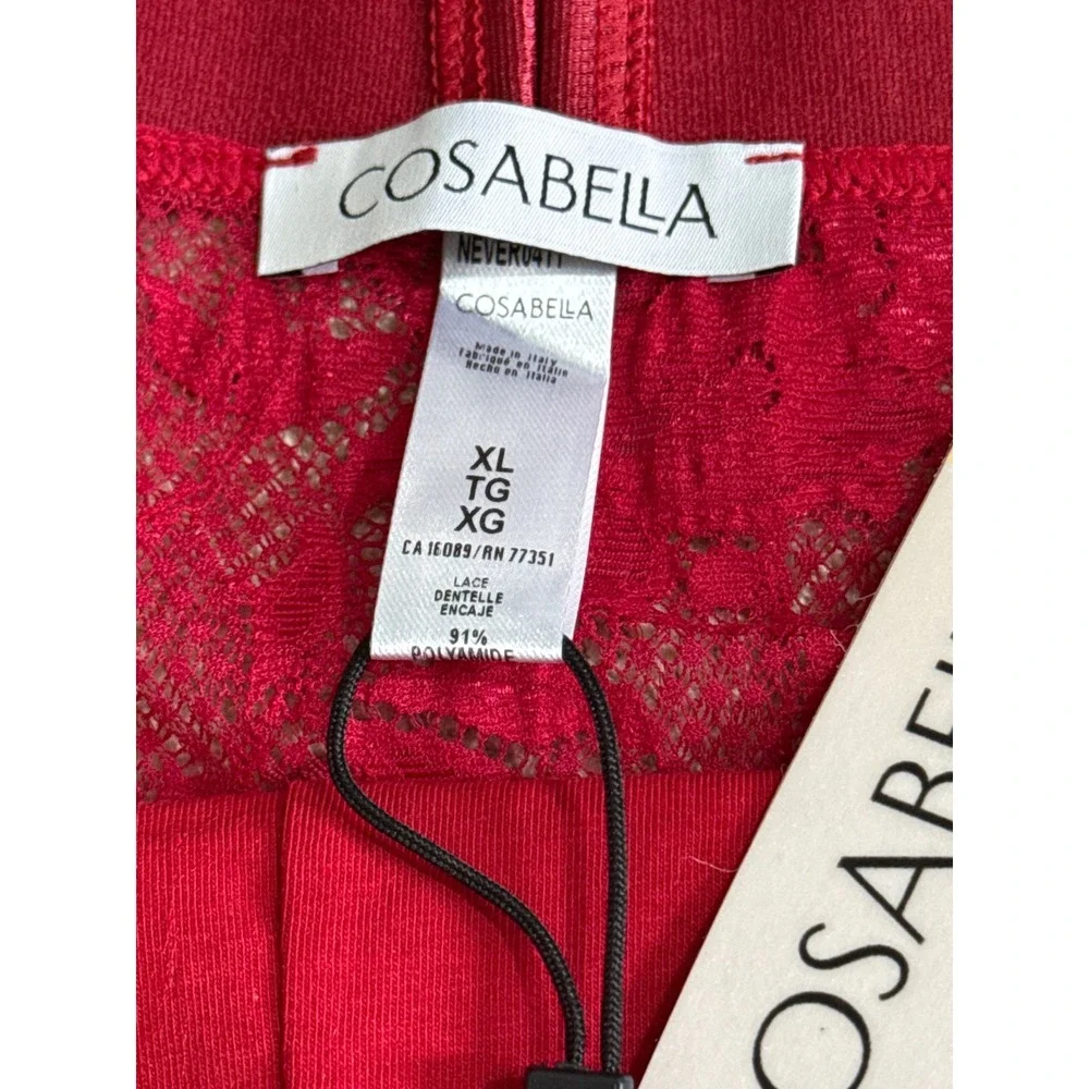 Cosabella Never Say Never Lace Trunk‎ Shorts Red size XL NWT